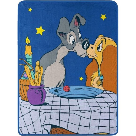 LICENSED Disney Lady and the Tramp New Plush Fleece Throw Gift Blanket Dog Movie - Picture 1 of 2
